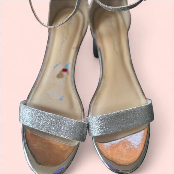Betsey Johnson Silver Glitter Block Heels size 8 - Picture 2 of 6